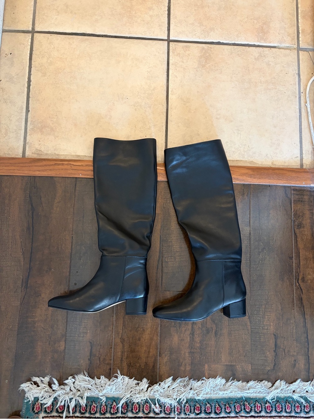 STAUD Black Knee-High Block Heel Boots